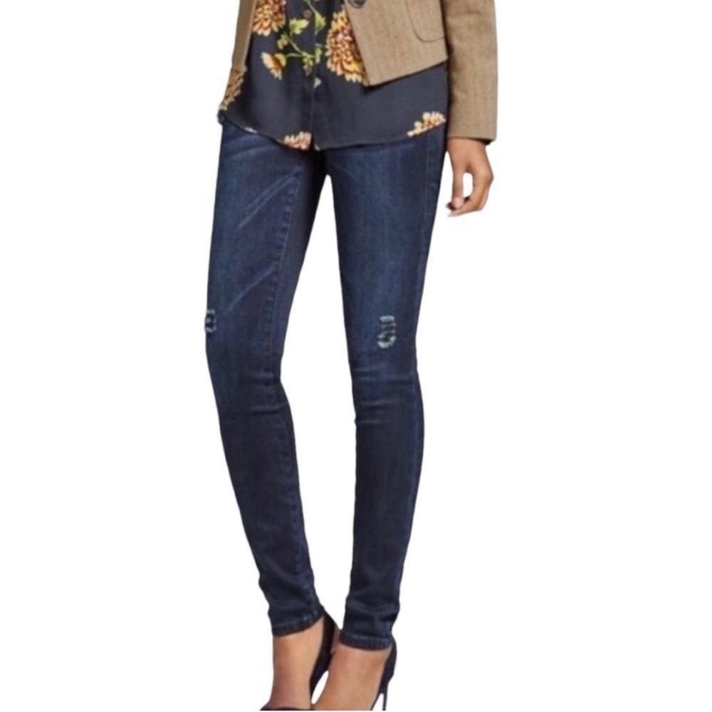 Cabi | Curvy Skinny Jeans Distressed Dark Wash Spandex Size 4